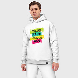 Мужской костюм оверсайз Work hard and dream big, цвет: белый — фото 2
