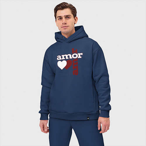 Мужской костюм оверсайз Amor, Amor - два сердца / Тёмно-синий – фото 3
