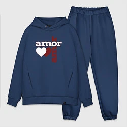 Мужской костюм оверсайз Amor, Amor - два сердца, цвет: тёмно-синий
