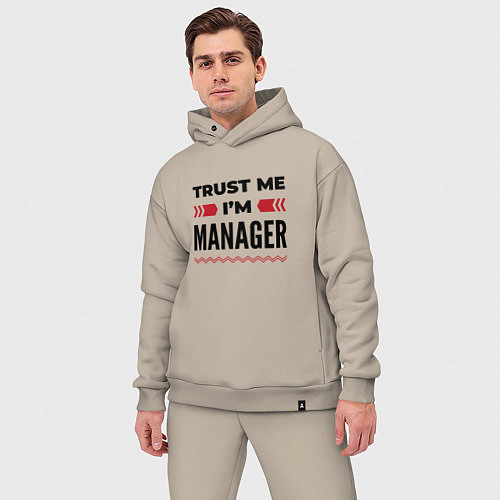 Мужской костюм оверсайз Trust me - Im manager / Миндальный – фото 3