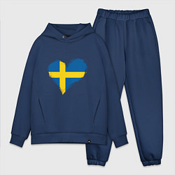 Мужской костюм оверсайз Сердце - Швеция, цвет: тёмно-синий