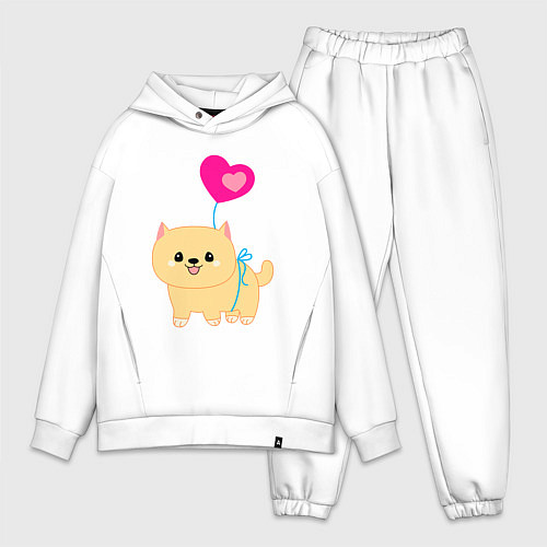 Мужской костюм оверсайз Милая собачка с шариком / Белый – фото 1