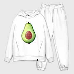Мужской костюм оверсайз Веселый авокадо говорит привет, цвет: белый