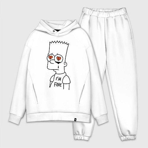 Мужской костюм оверсайз Im fine - Bart Simpson / Белый – фото 1