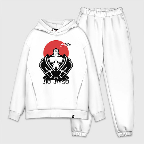 Мужской костюм оверсайз Jiu Jitsu red sun logo / Белый – фото 1