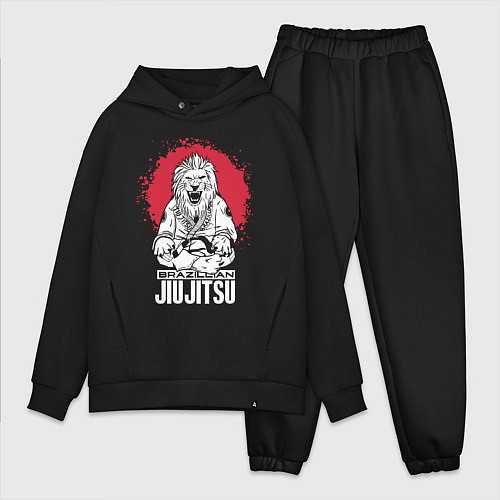 Мужской костюм оверсайз Jiu Jitsu red sun Brazil logo / Черный – фото 1