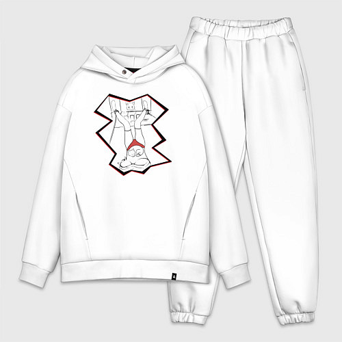 Мужской костюм оверсайз Отдых с кошками / Белый – фото 1