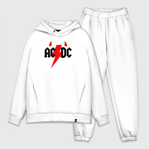 Мужской костюм оверсайз AC DC - рога / Белый – фото 1