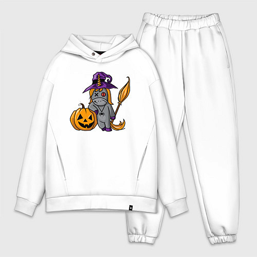 Мужской костюм оверсайз Единорог наряжен на Хэллоуин / Белый – фото 1