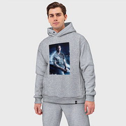 Мужской костюм оверсайз Пол Уокер на капоте, цвет: меланж — фото 2