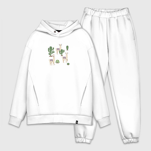Мужской костюм оверсайз Три ламы среди кактусов гуляют / Белый – фото 1