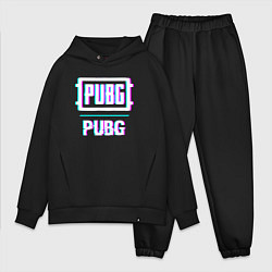 Мужской костюм оверсайз PUBG в стиле glitch и баги графики, цвет: черный