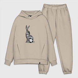 Мужской костюм оверсайз White-Black Rabbit, цвет: миндальный