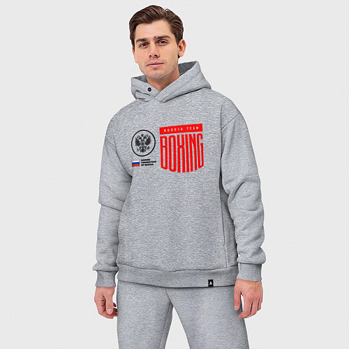 Мужской костюм оверсайз Boxing federation of Russia / Меланж – фото 3