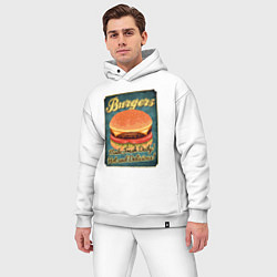 Мужской костюм оверсайз Burgers - Made fresh daily!, цвет: белый — фото 2