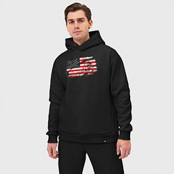 Мужской костюм оверсайз Флаг США с хоккеистом, цвет: черный — фото 2