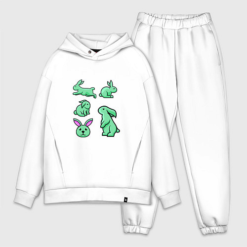 Мужской костюм оверсайз Милые кролики / Белый – фото 1