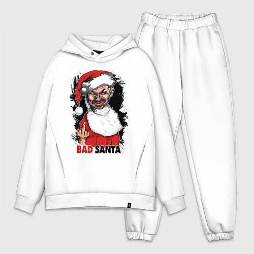 Мужской костюм оверсайз Bad Santa, fuck you / Белый – фото 1