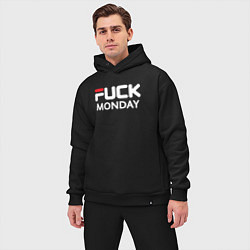 Мужской костюм оверсайз Fuck monday, fila, anti-brand, цвет: черный — фото 2