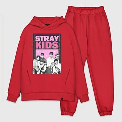 Мужской костюм оверсайз Stray Kids boy band, цвет: красный