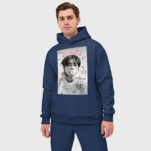 Мужской костюм оверсайз Lee Know Stray Kids / Тёмно-синий – фото 3