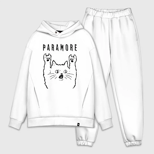 Мужской костюм оверсайз Paramore - rock cat / Белый – фото 1
