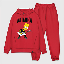 Мужской костюм оверсайз Металлика Барт Симпсон, цвет: красный