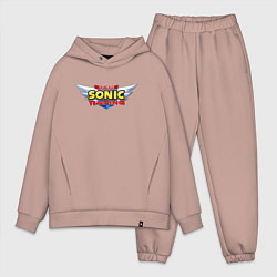 Мужской костюм оверсайз Team Sonic racing - logo, цвет: пыльно-розовый