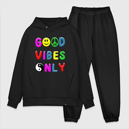 Мужской костюм оверсайз Good vibes only / Черный – фото 1