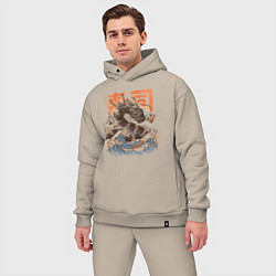 Мужской костюм оверсайз Суши дракон Канагавы, цвет: миндальный — фото 2