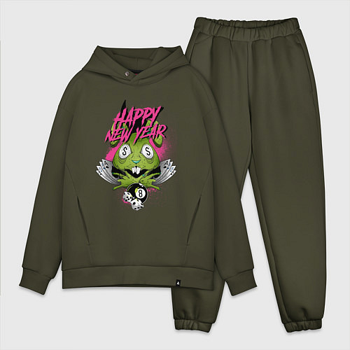 Мужской костюм оверсайз Green rabbit Happy new year / Хаки – фото 1