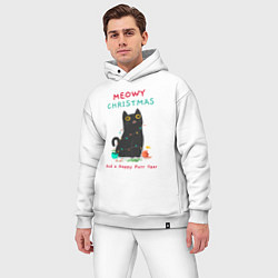 Мужской костюм оверсайз Meowy Christmas and a happy purr year, цвет: белый — фото 2