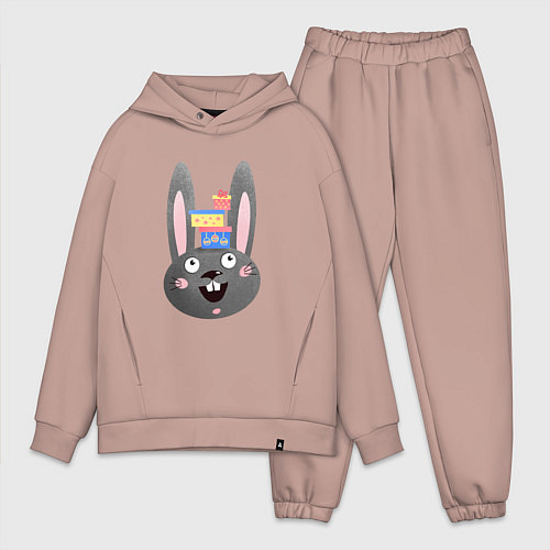 Мужской костюм оверсайз Черный кролик с подарками / Пыльно-розовый – фото 1