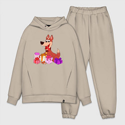 Мужской костюм оверсайз Собачка с подарками