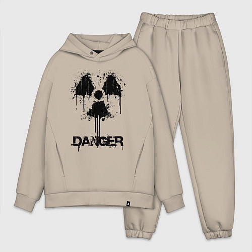 Мужской костюм оверсайз Danger radiation symbol / Миндальный – фото 1