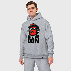 Мужской костюм оверсайз Обезьяна мафиози с сигаретой, цвет: меланж — фото 2