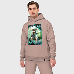 Мужской костюм оверсайз Скарамучча анемо странник, цвет: пыльно-розовый — фото 2