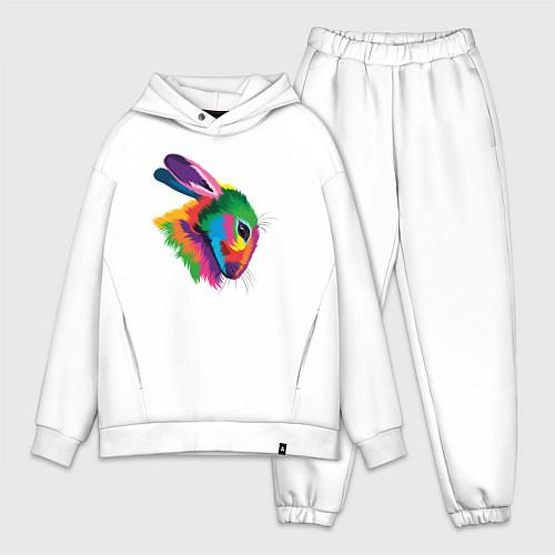 Мужской костюм оверсайз Радужный зайка / Белый – фото 1