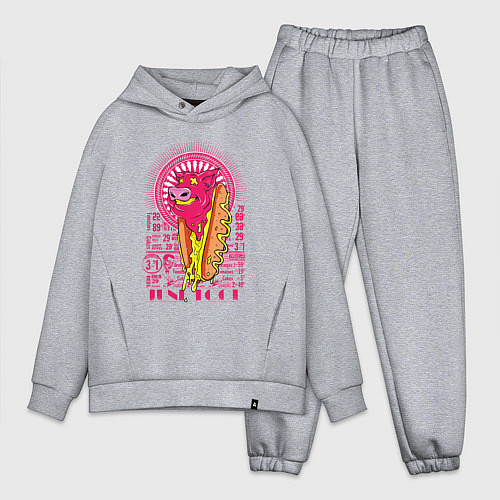 Мужской костюм оверсайз Поросёнок хот-дог / Меланж – фото 1