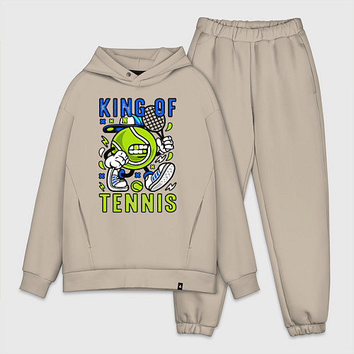 Мужской костюм оверсайз Король тенниса мяч с ракеткой / Миндальный – фото 1