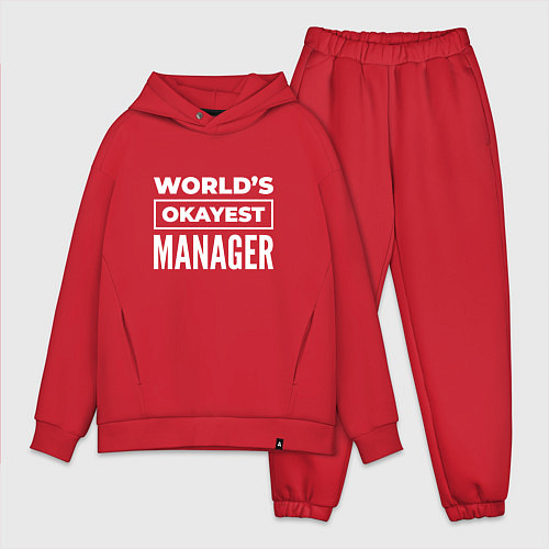 Мужской костюм оверсайз Worlds okayest manager / Красный – фото 1