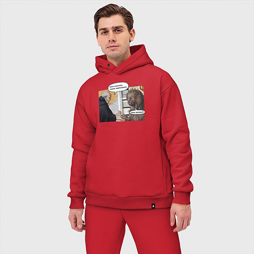 Мужской костюм оверсайз Средневековье твоя зарплата - ветка / Красный – фото 3