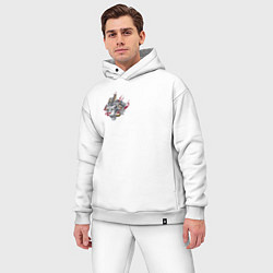 Мужской костюм оверсайз Японские тигры и змеи, цвет: белый — фото 2