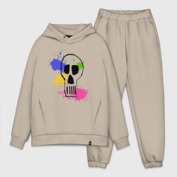 Мужской костюм оверсайз Черепушка со следами красок, цвет: миндальный