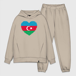 Мужской костюм оверсайз Сердце Азербайджана, цвет: миндальный