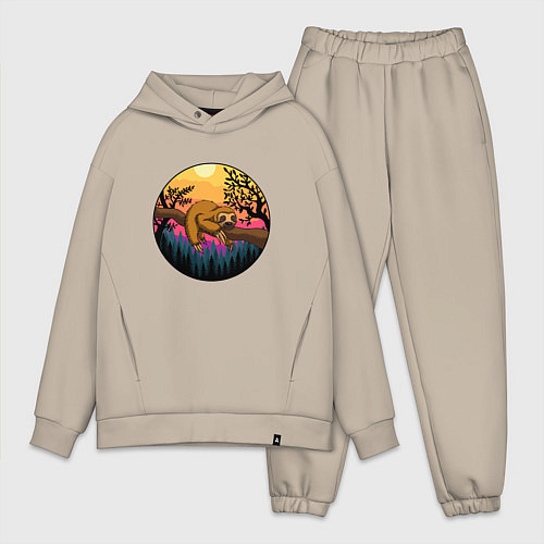 Мужской костюм оверсайз Ленивый ленивец / Миндальный – фото 1