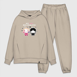 Мужской костюм оверсайз Nevermore Уэнздей и Энид Синклер, цвет: миндальный