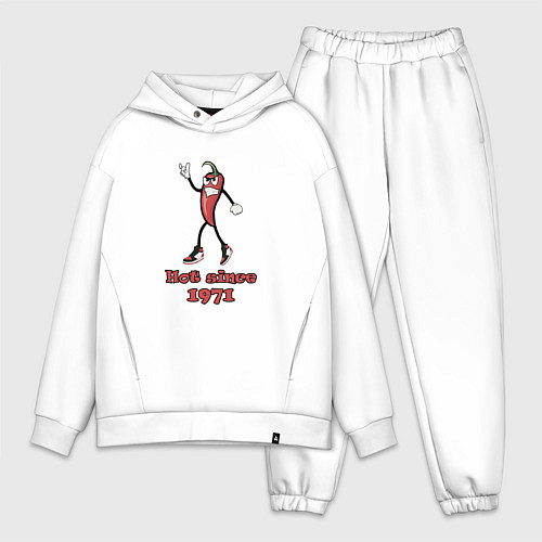 Мужской костюм оверсайз Hot since 1971 / Белый – фото 1