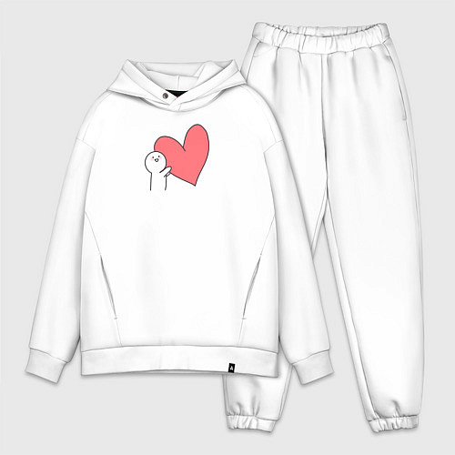 Мужской костюм оверсайз Сердце - мем / Белый – фото 1