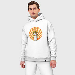 Мужской костюм оверсайз Котик - самурай, цвет: белый — фото 2